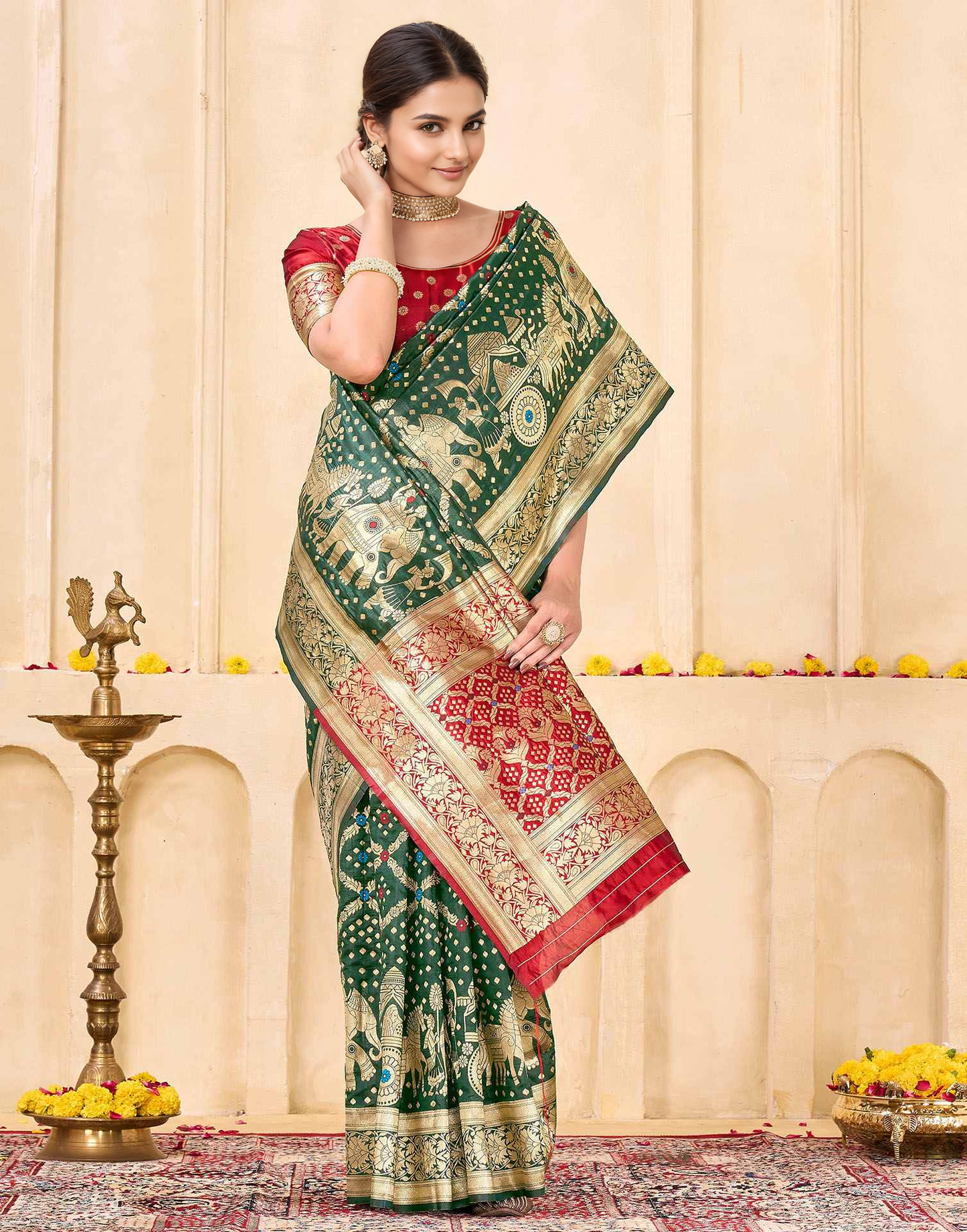 Emerald Royal Banarasi Woven Silk Saree