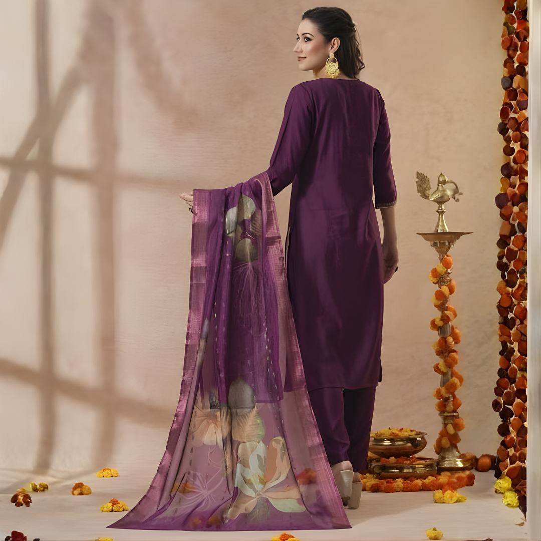 Royal Amethyst Chanderi Grace Kurta Set