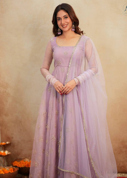 Lavender Aura Handcrafted Anarkali Set