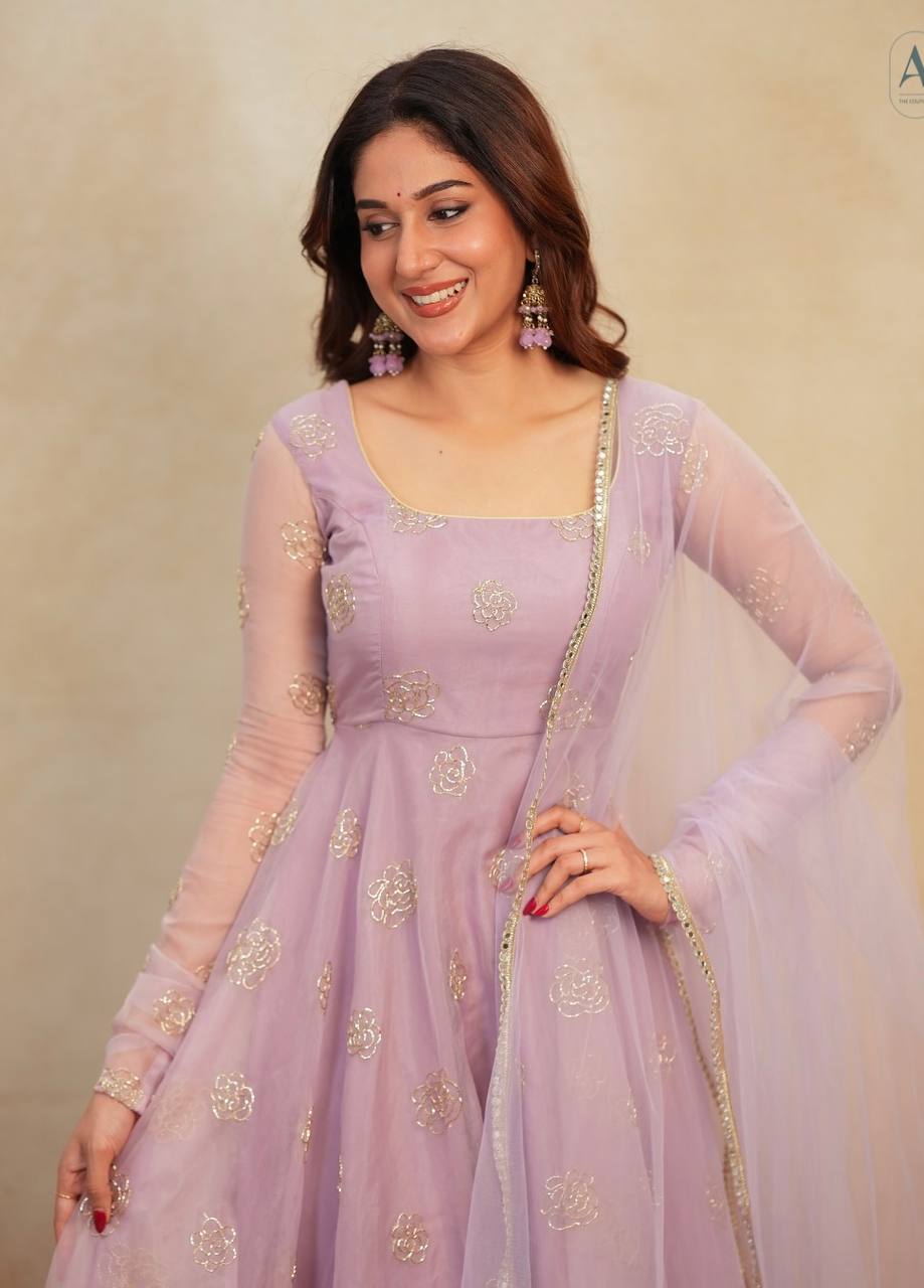 Lavender Aura Handcrafted Anarkali Set