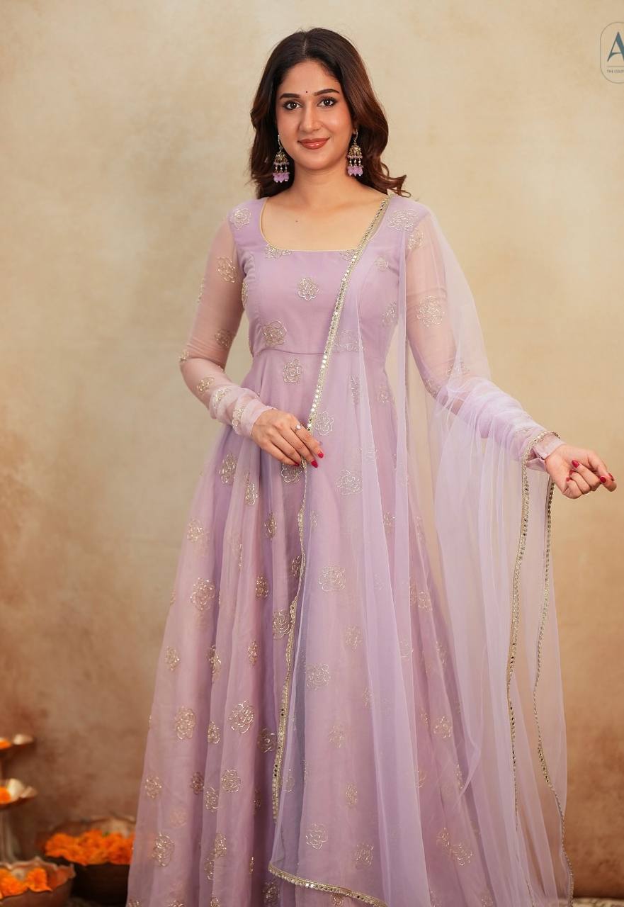 Lavender Aura Handcrafted Anarkali Set