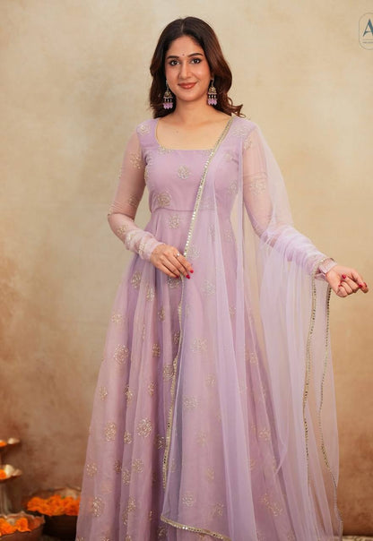 Lavender Aura Handcrafted Anarkali Set