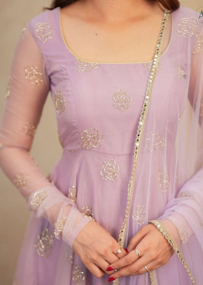 Lavender Aura Handcrafted Anarkali Set