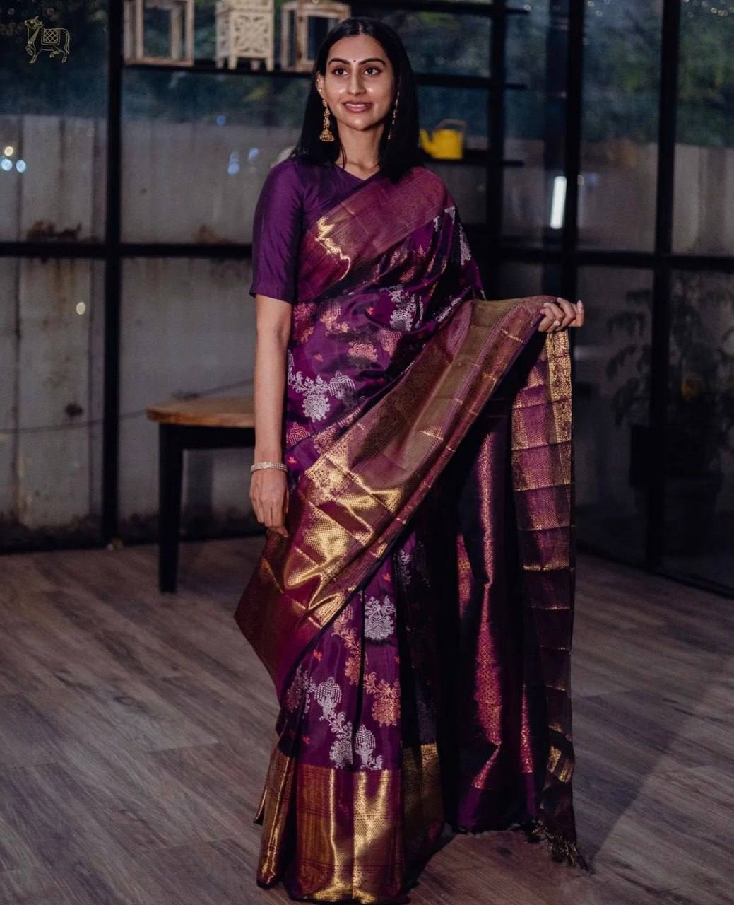 Premium Purple Saree with Rich Pallu & Full Jacquard Weaving