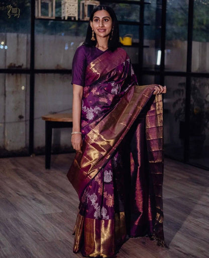 Premium Purple Saree with Rich Pallu & Full Jacquard Weaving