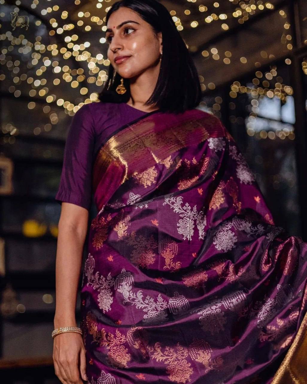 Premium Purple Saree with Rich Pallu & Full Jacquard Weaving