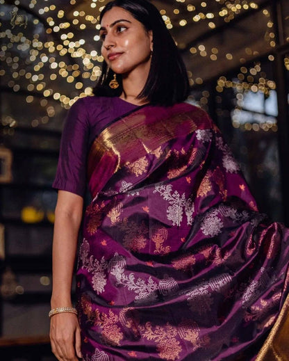 Premium Purple Saree with Rich Pallu & Full Jacquard Weaving