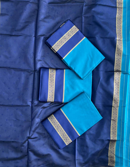 Stunning Navy Blue Jacquard Saree with Luxurious Rich Pallu