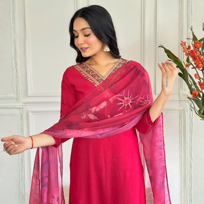 Crimson Royale Embellished Kurta Set