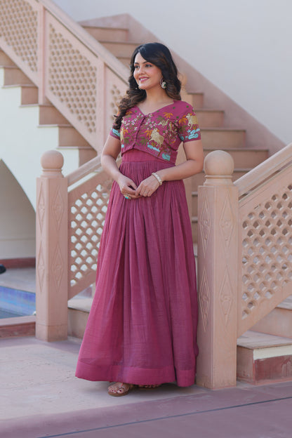 Onion Wine Botanical Work Gown with Koti