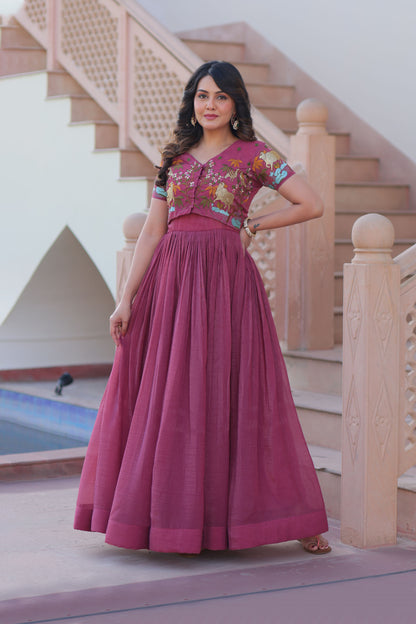 Onion Wine Botanical Work Gown with Koti