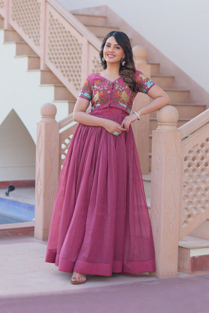 Onion Wine Botanical Work Gown with Koti