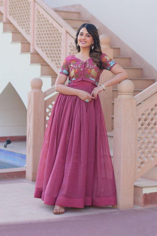 Onion Wine Botanical Work Gown with Koti