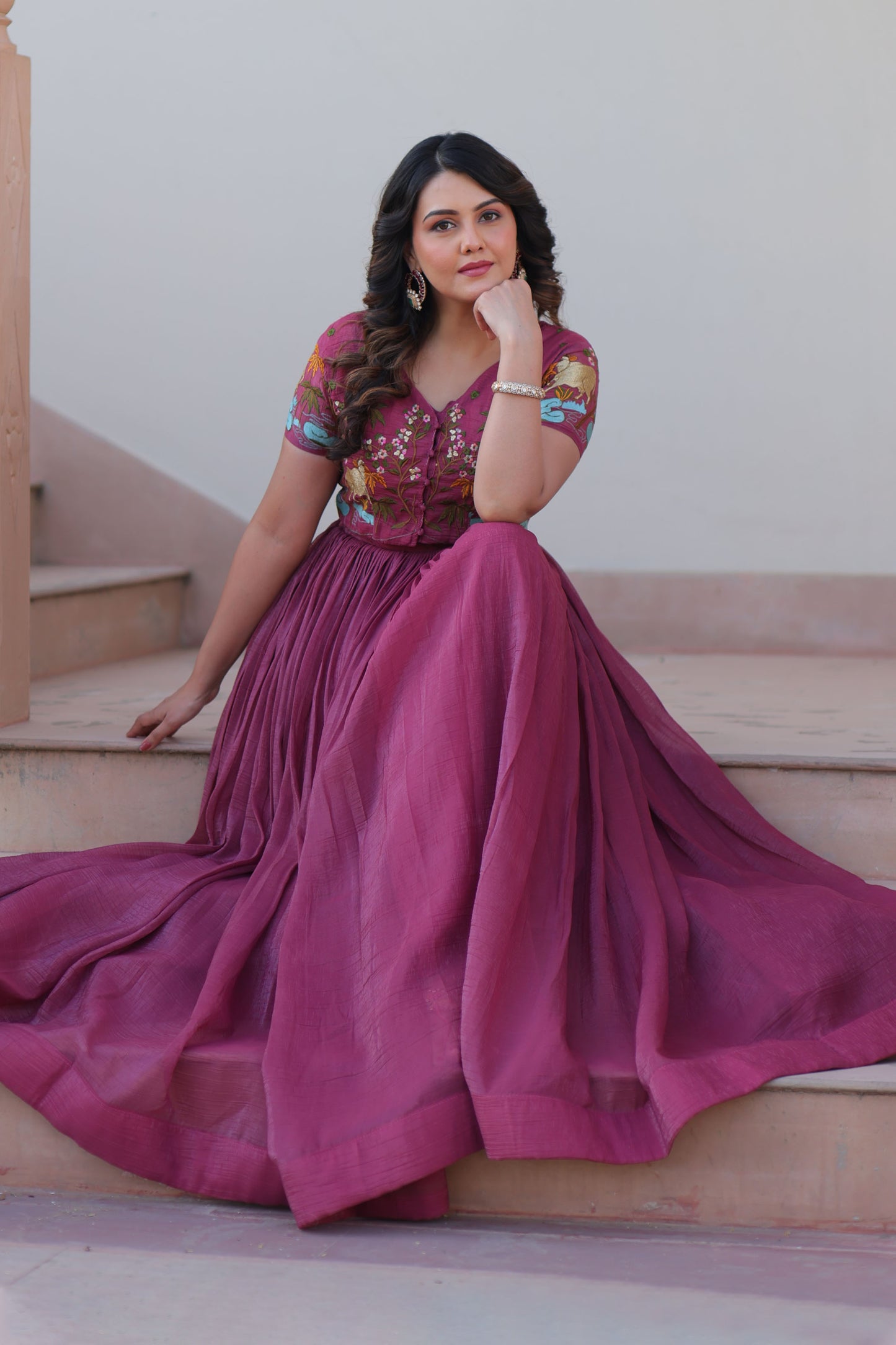 Onion Wine Botanical Work Gown with Koti