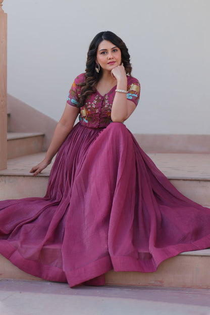 Onion Wine Botanical Work Gown with Koti