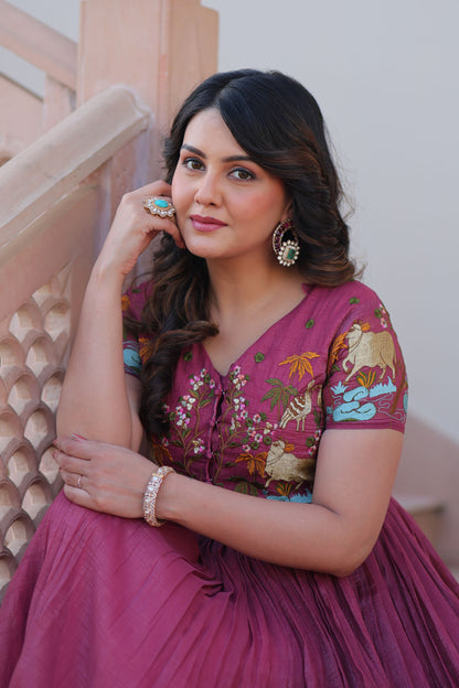 Onion Wine Botanical Work Gown with Koti