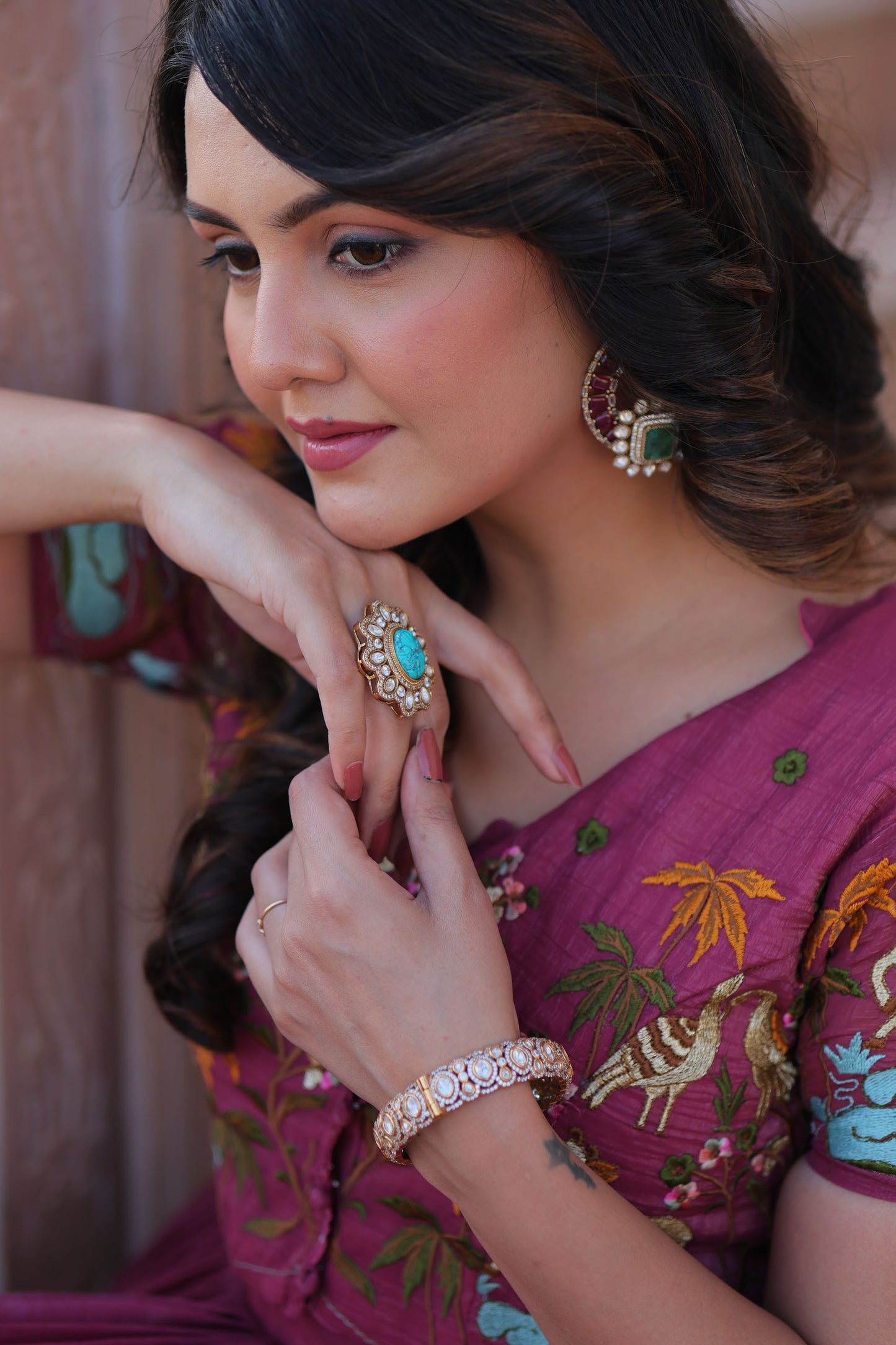 Onion Wine Botanical Work Gown with Koti
