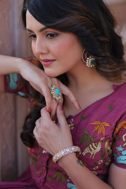 Onion Wine Botanical Work Gown with Koti