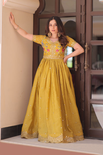 Sunehri Meher Embroidered Gown