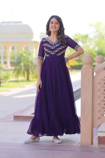 Shaahi Purple Elegance Gown