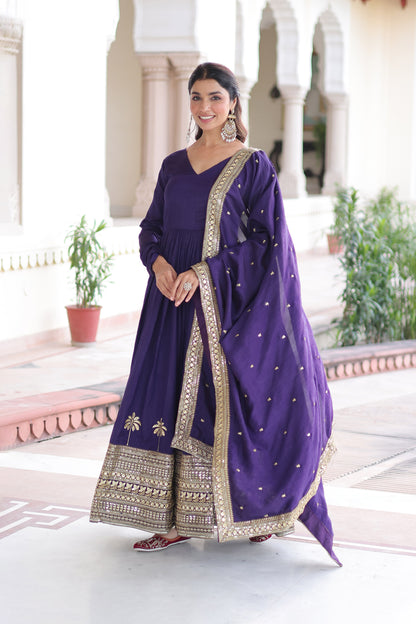 Purple Majesty Gown With Dupatta