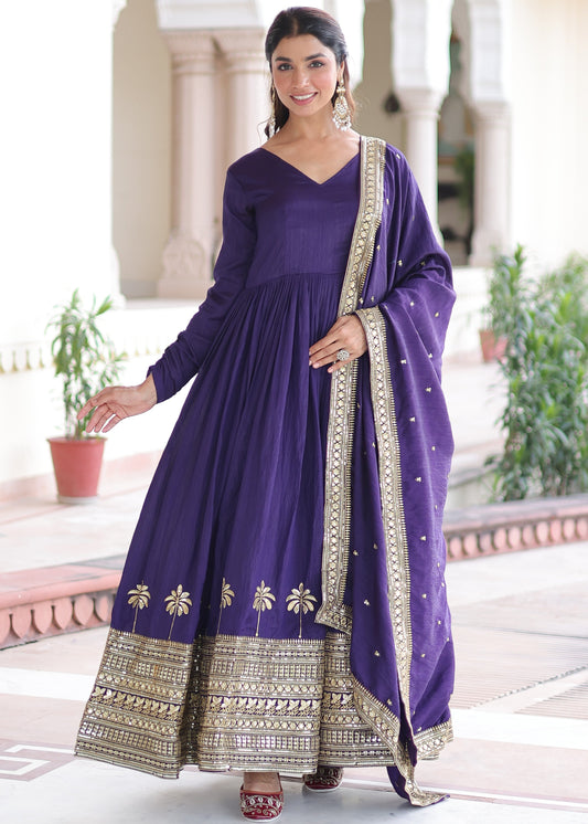 Purple Majesty Gown With Dupatta