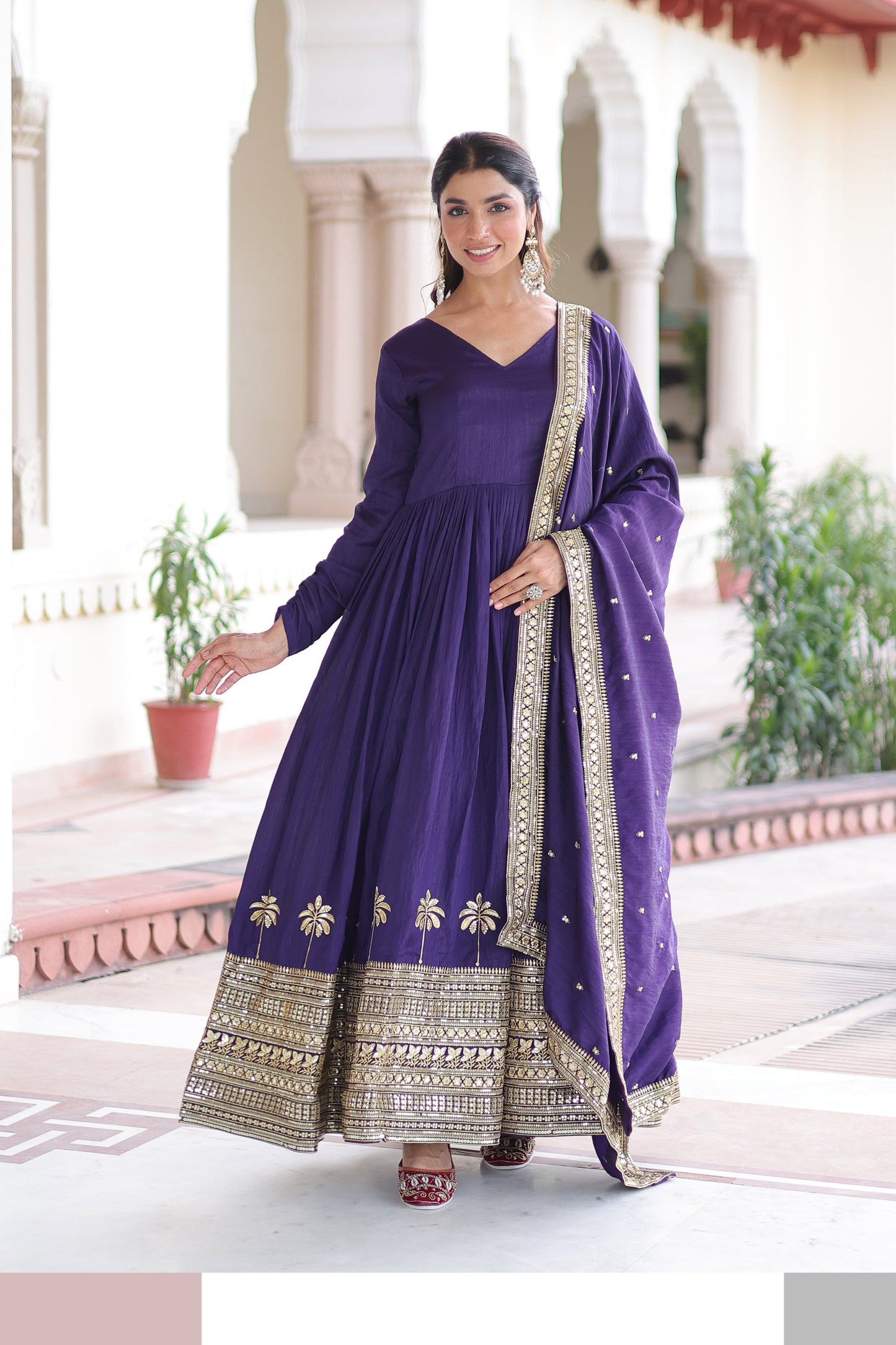 Purple Majesty Gown With Dupatta
