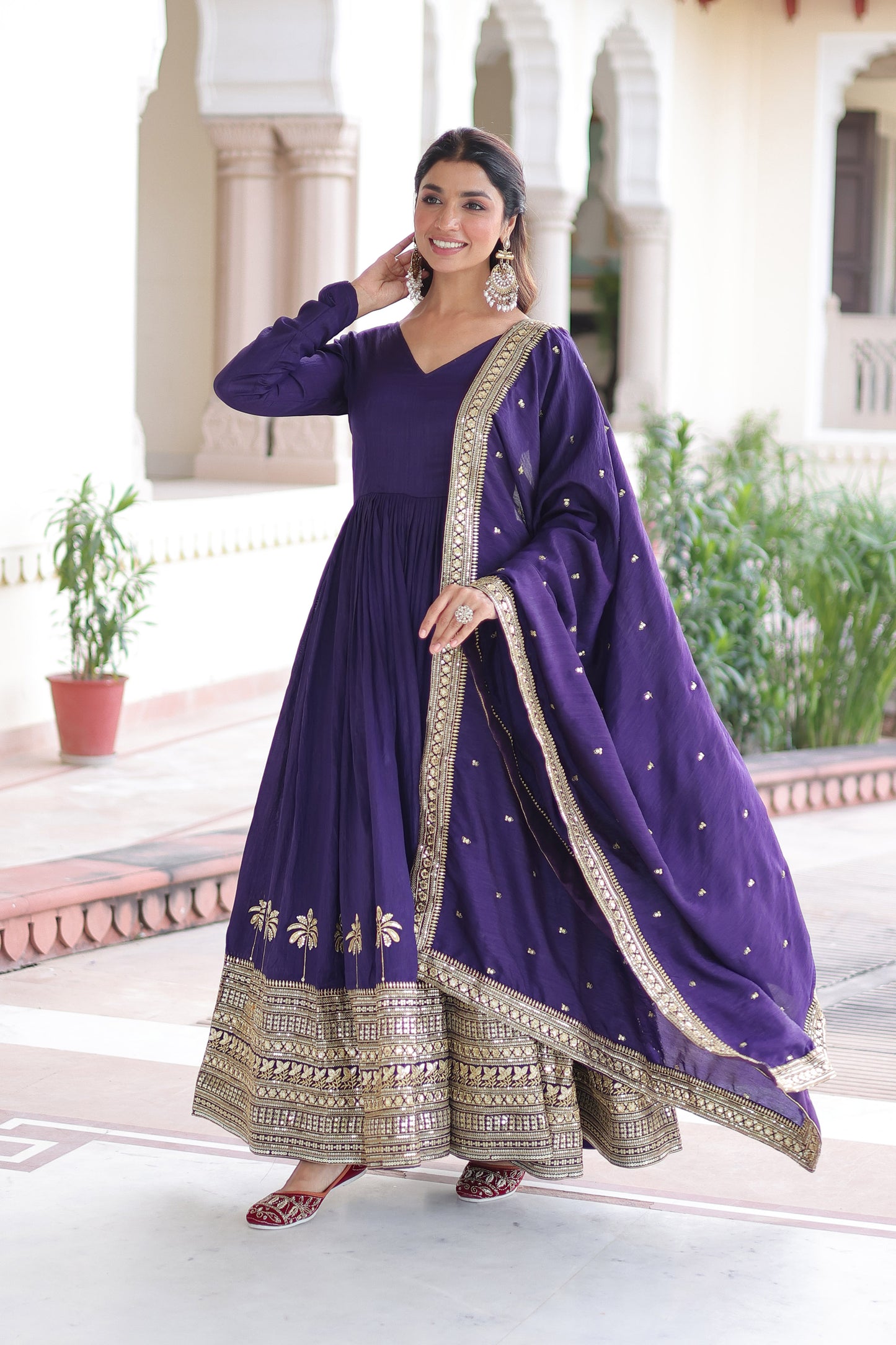 Purple Majesty Gown With Dupatta
