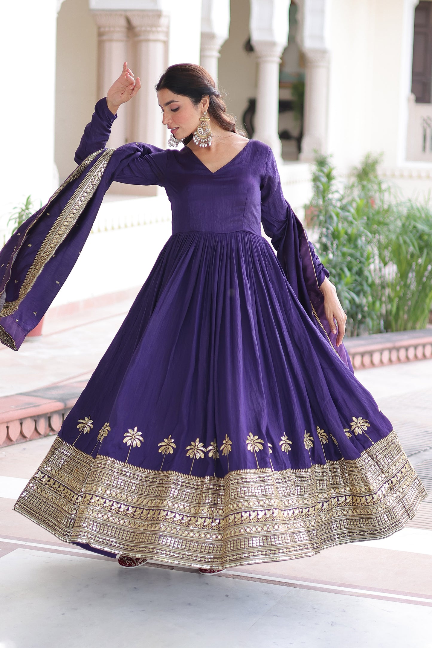 Purple Majesty Gown With Dupatta