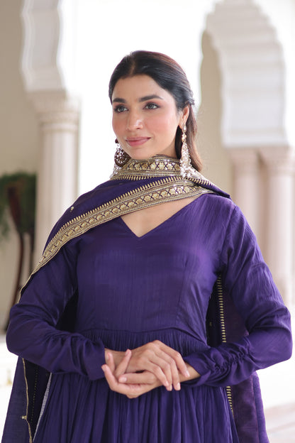 Purple Majesty Gown With Dupatta