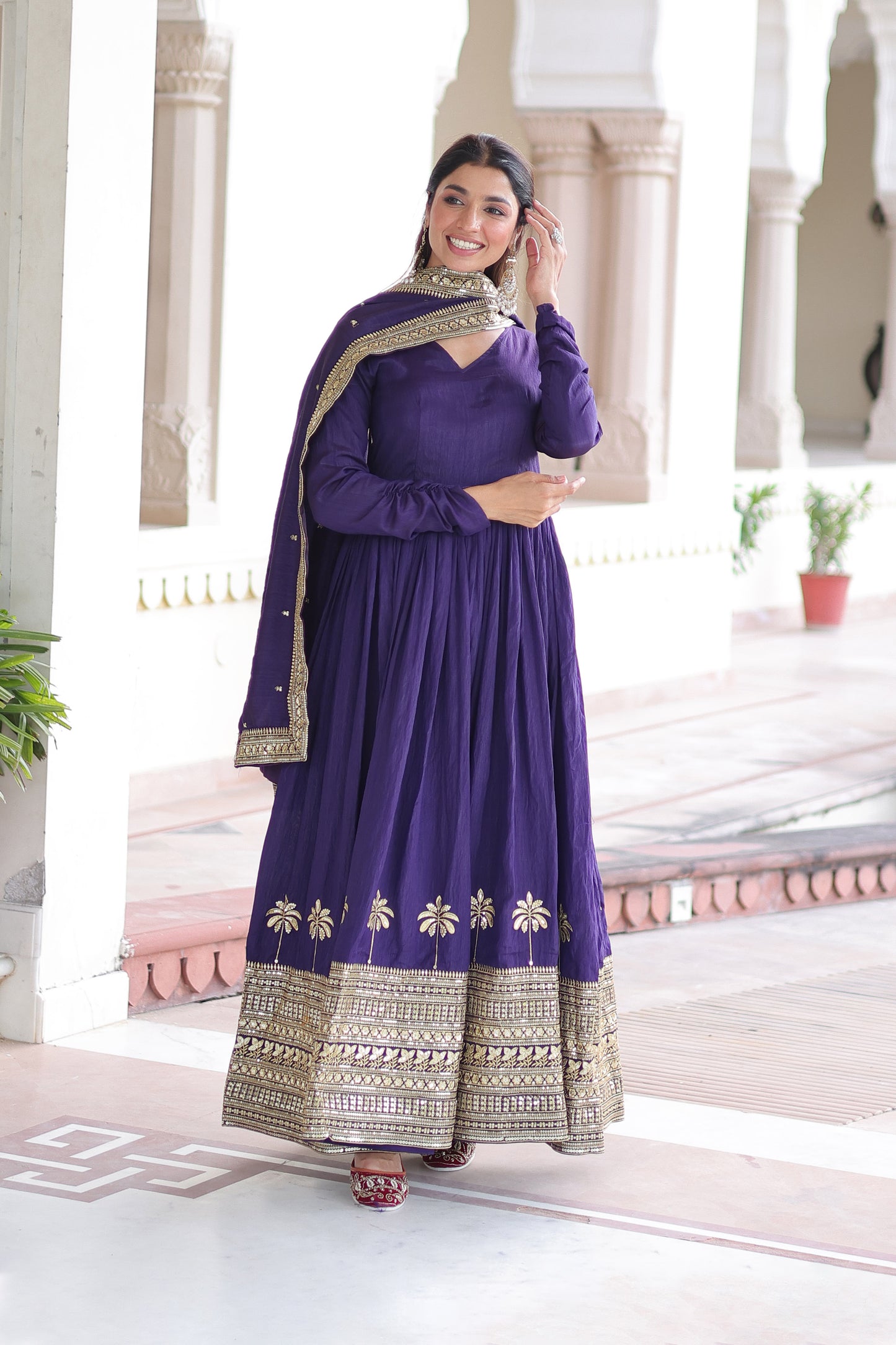 Purple Majesty Gown With Dupatta