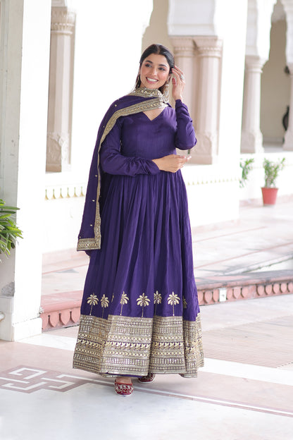 Purple Majesty Gown With Dupatta