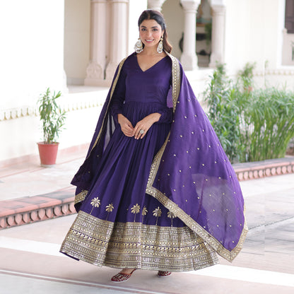 Purple Majesty Gown With Dupatta