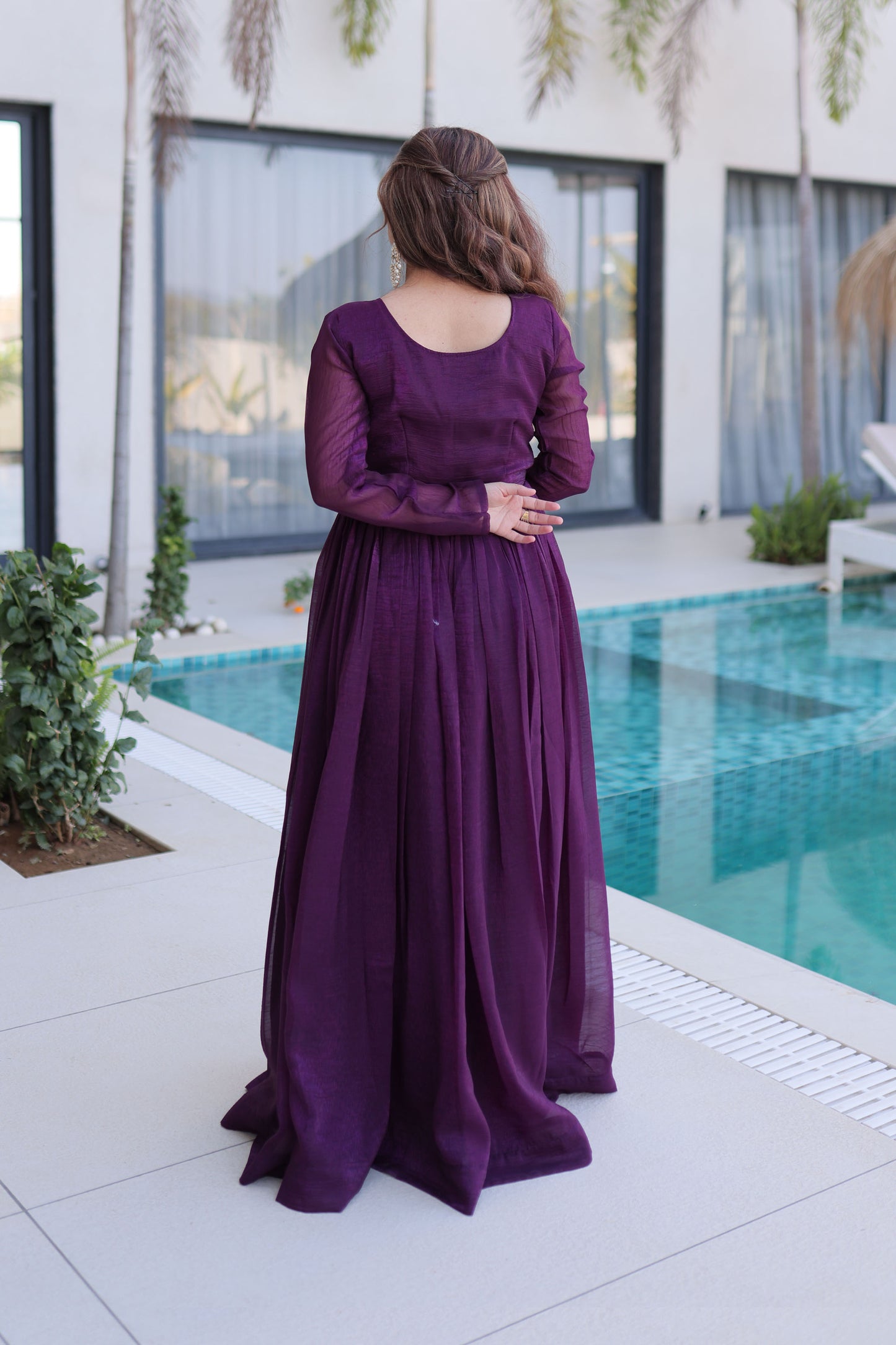Aranya Deep Plum Beads Embroidered Gown