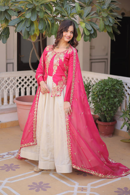 Pink Power and Ivory Grace Gown with Dupatta