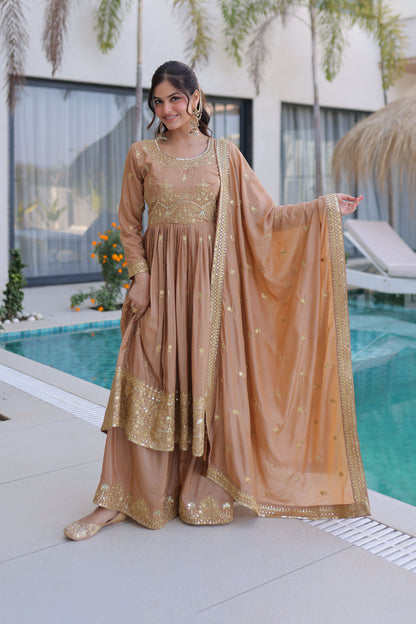 Golden Hour Beige Gota Patti Sharara Suit