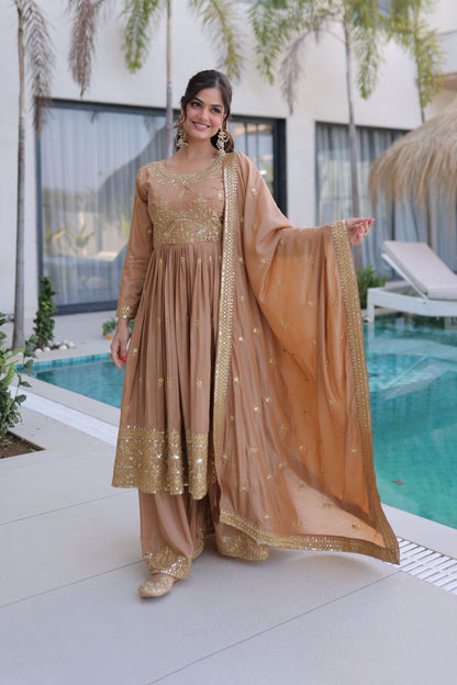 Golden Hour Beige Gota Patti Sharara Suit