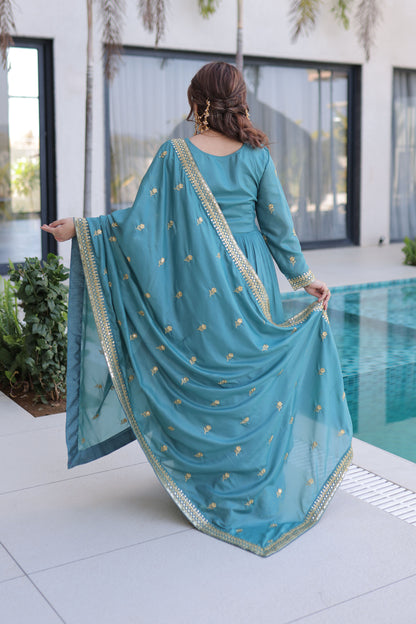 Dreams Celestial Blue Gota Patti Sharara Suit