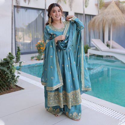 Dreams Celestial Blue Gota Patti Sharara Suit