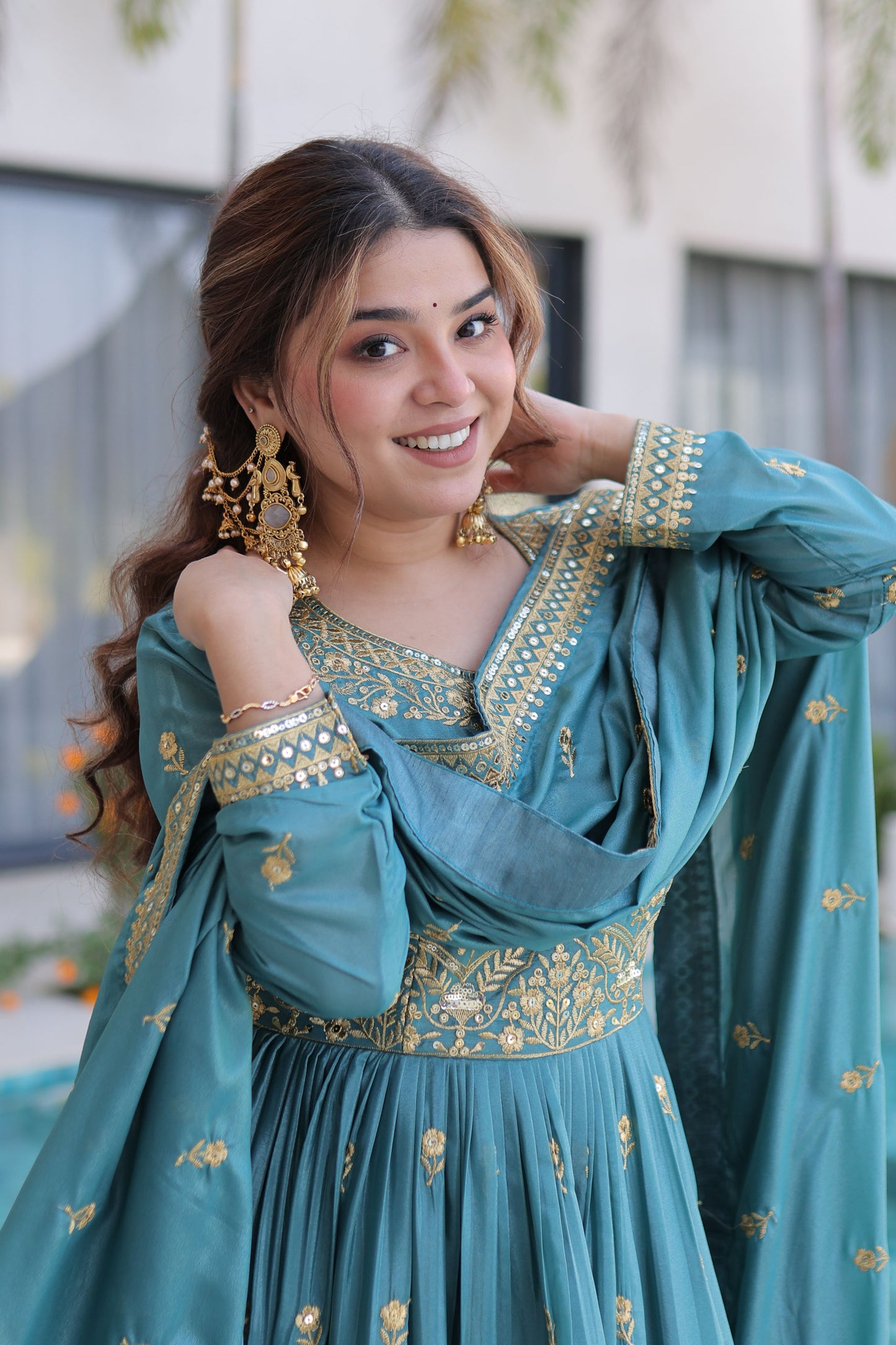 Dreams Celestial Blue Gota Patti Sharara Suit