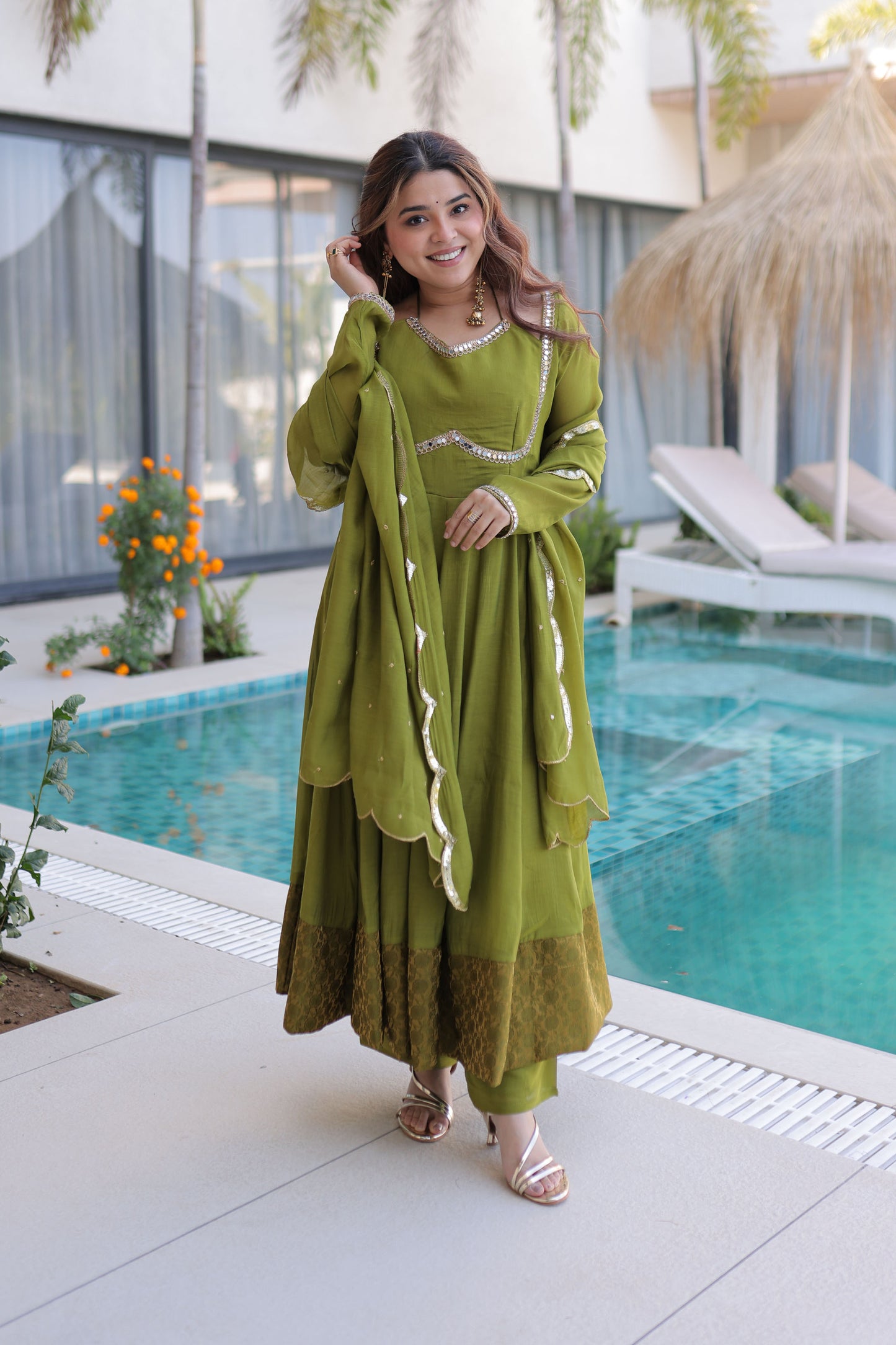 Perfect Pista Green Elegance Anarkali Kurta Set