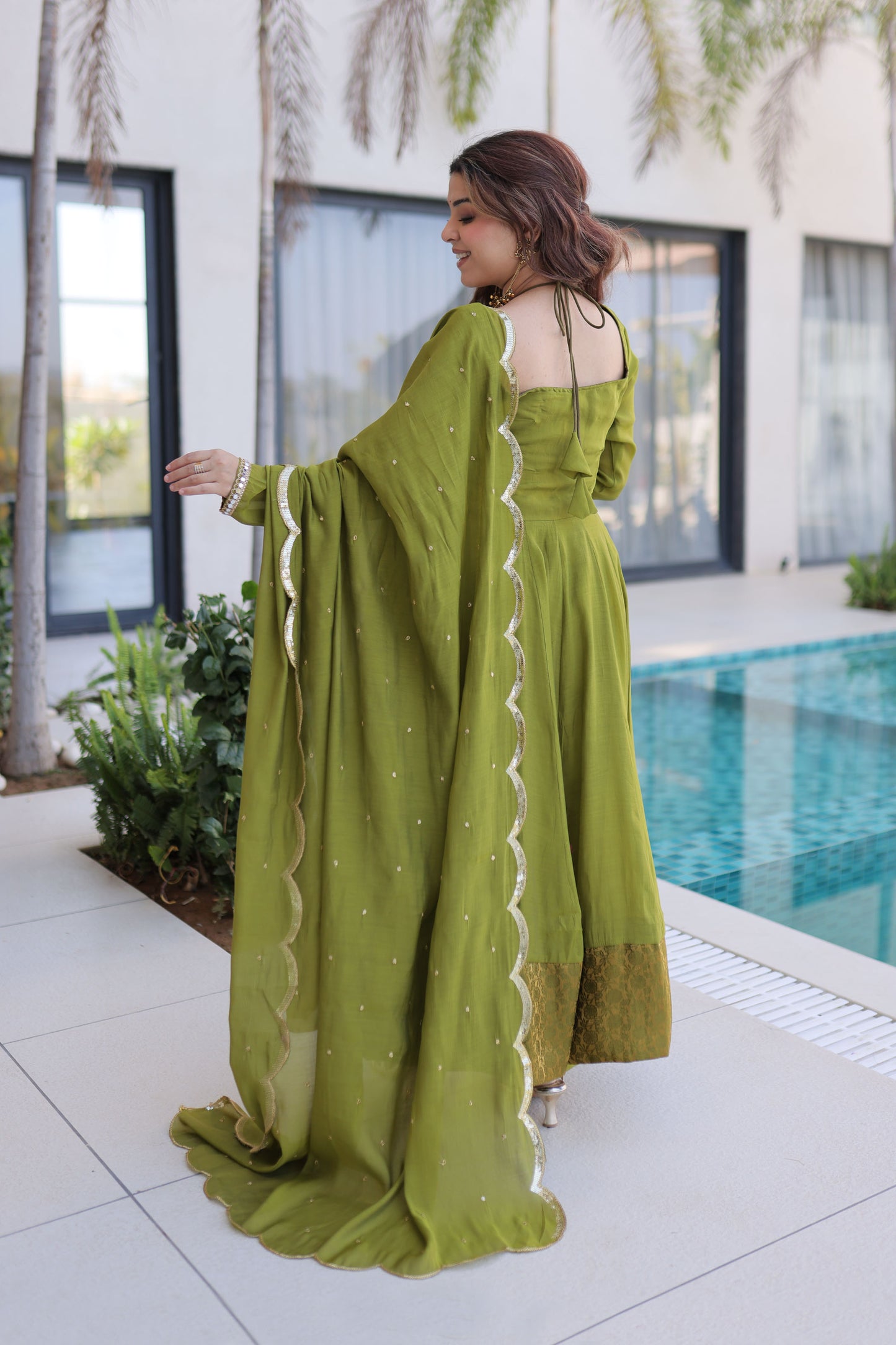 Perfect Pista Green Elegance Anarkali Kurta Set