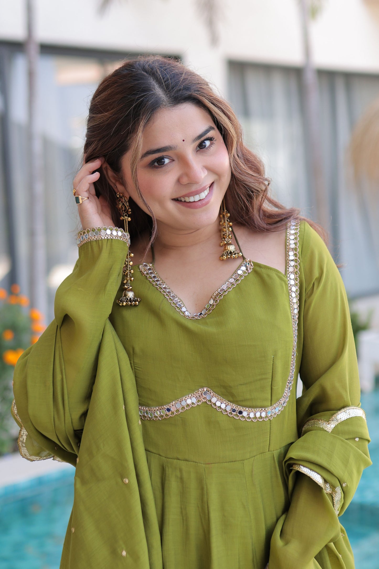 Perfect Pista Green Elegance Anarkali Kurta Set