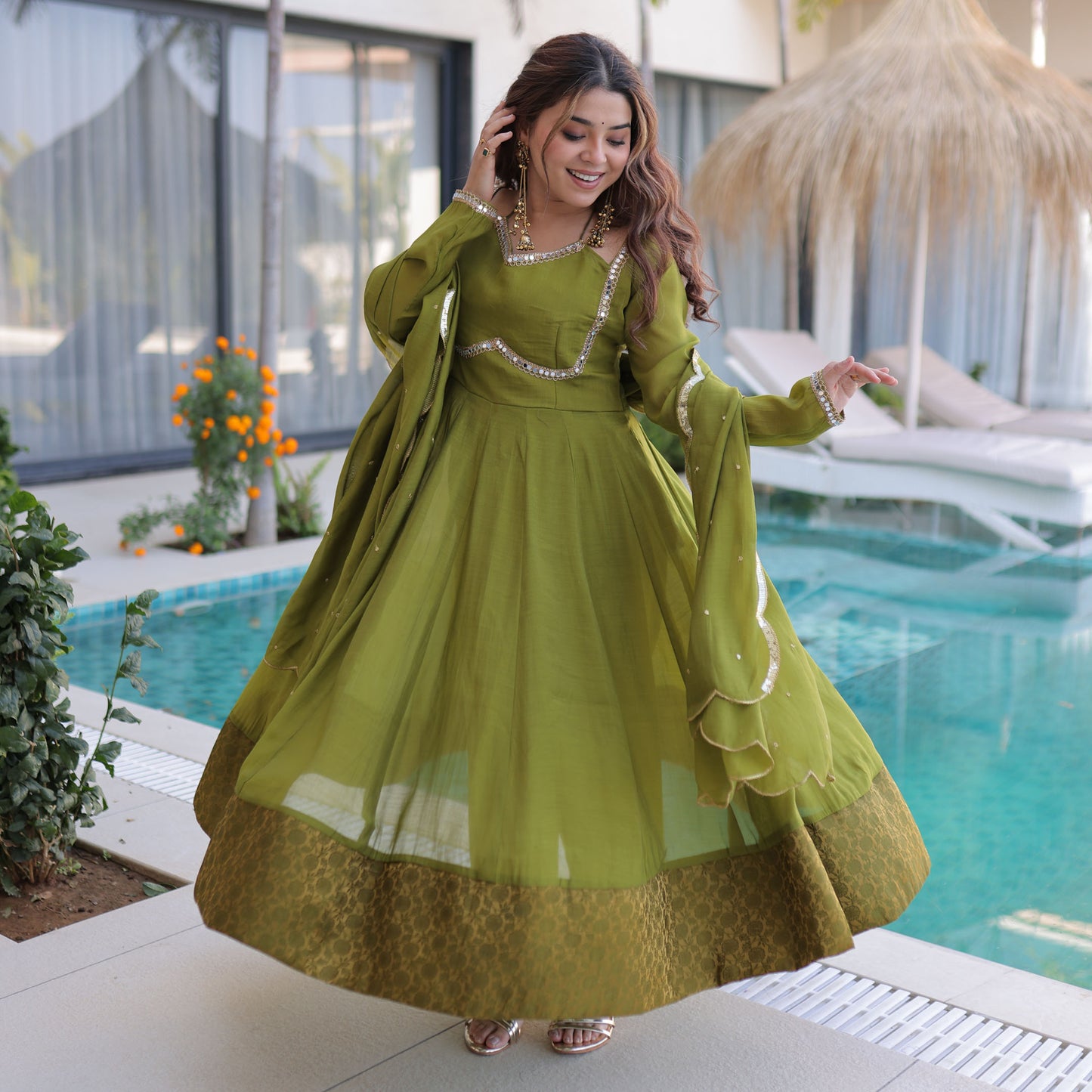Perfect Pista Green Elegance Anarkali Kurta Set