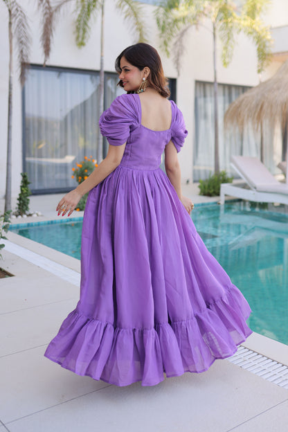Meher Purple Beads Embroidered Chanderi Gown