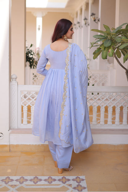 Aakriti Sky Mal Chanderi Anarkali Suit Set