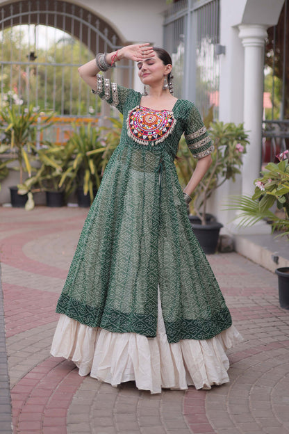 Anvisha Green Bandhani Georgette Lehenga Set
