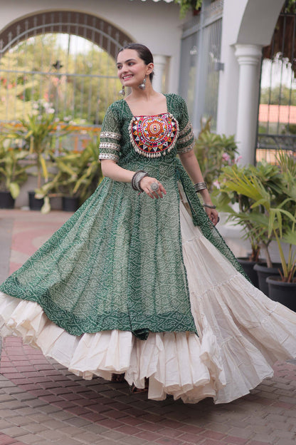 Anvisha Green Bandhani Georgette Lehenga Set