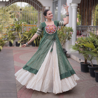 Anvisha Green Bandhani Georgette Lehenga Set