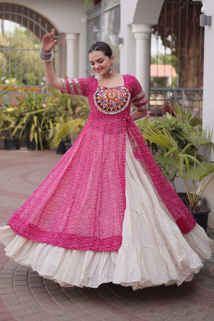 Anvisha Pink Bandhani Georgette Lehenga Set